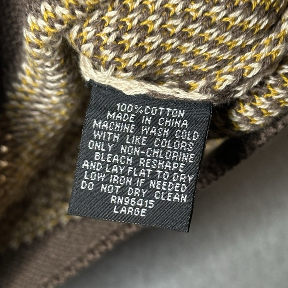 Massive Luxury Edition Sweater Mens Large Brown Tan Floral Knit Button Up Retro - Picture 8 of 8